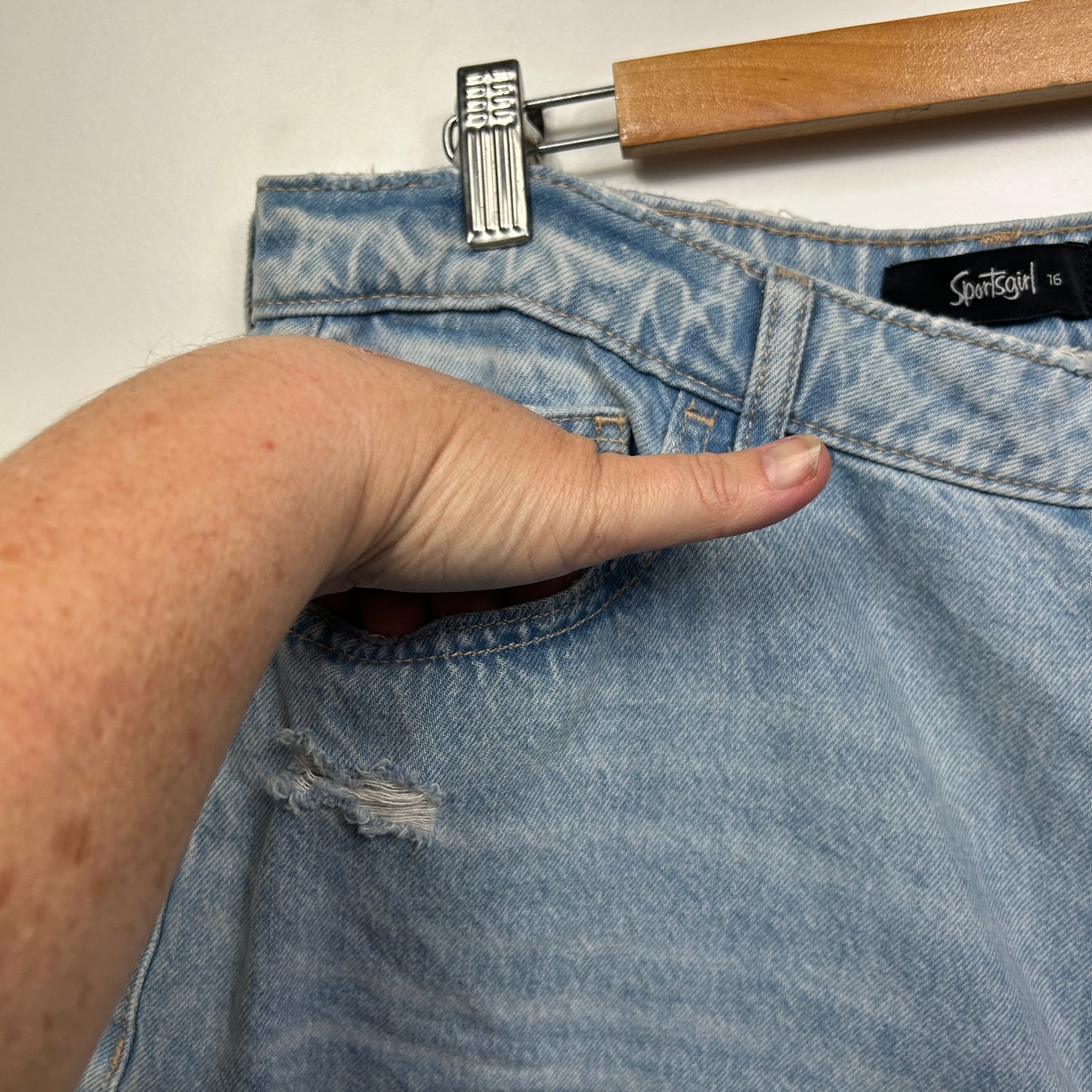 Sportsgirl Denim Shorts Size 16 Blue Pockets