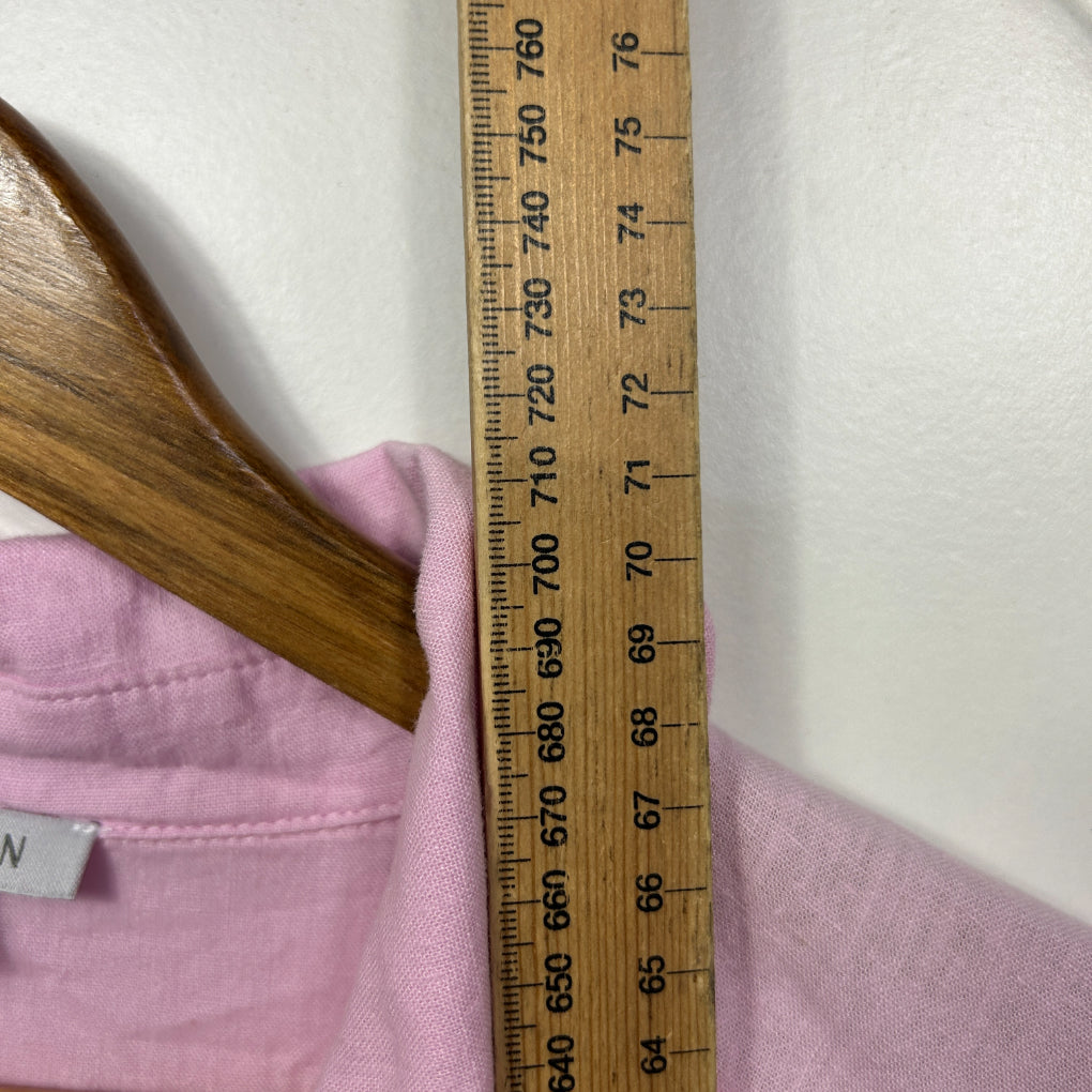 Suzanne Grae Linen Pink Short Sleeve Button-Up Shirt - Size 14