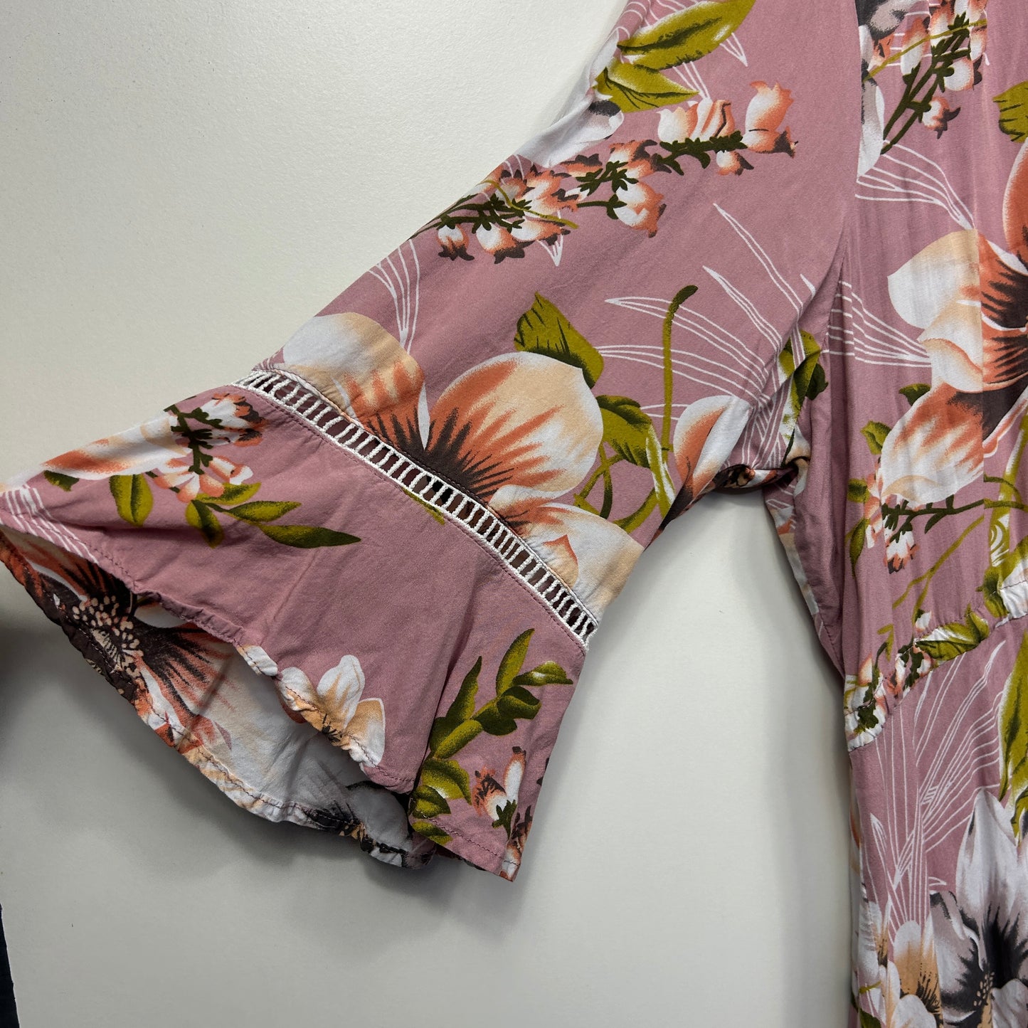 Daisy's Closet Dress Size 18 Pink Floral High Waist Viscose