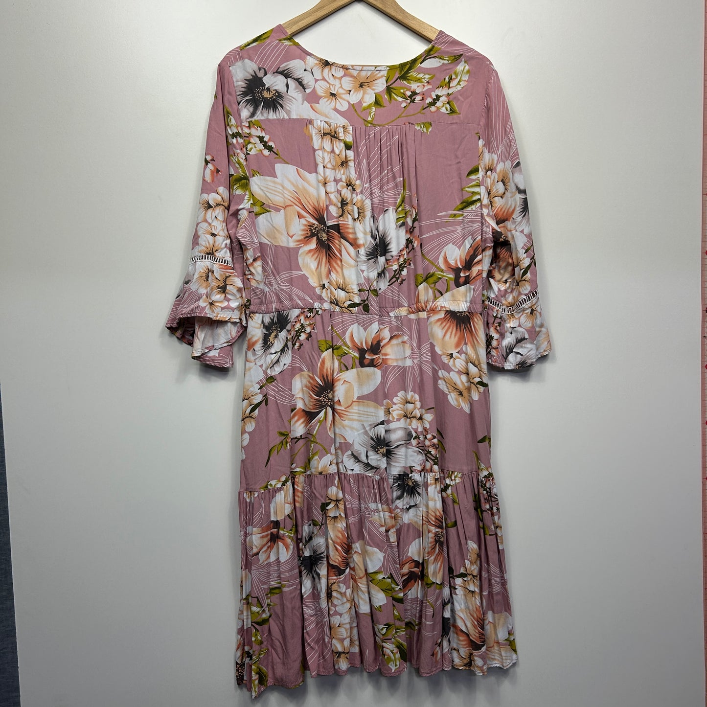 Daisy's Closet Dress Size 18 Pink Floral High Waist Viscose