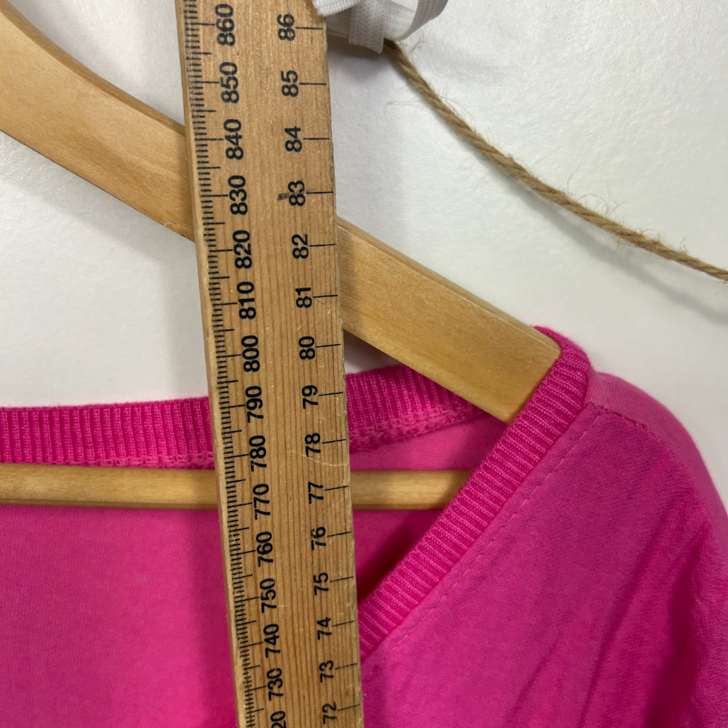 Pink Sequin Star V-Neck Short Sleeve Top - Size 14/16