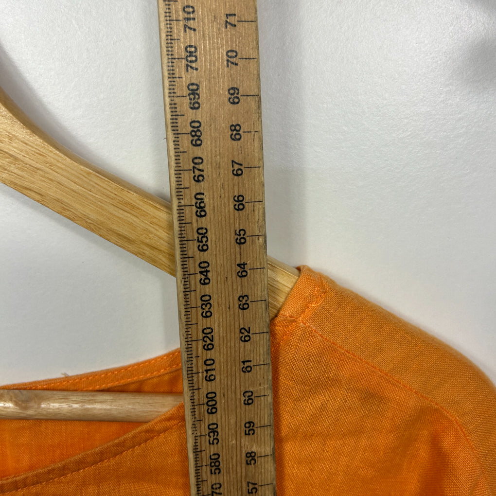 Suzanne Grae Linen Orange Short Sleeve Linen Top - Size 16