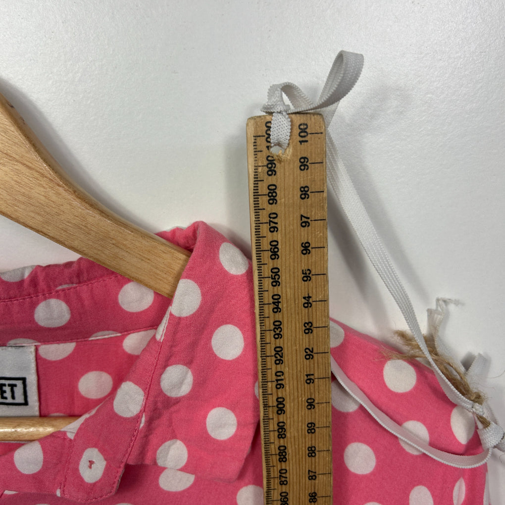 She Street Pink and White Polka Dot Oversized Shirt - One Size