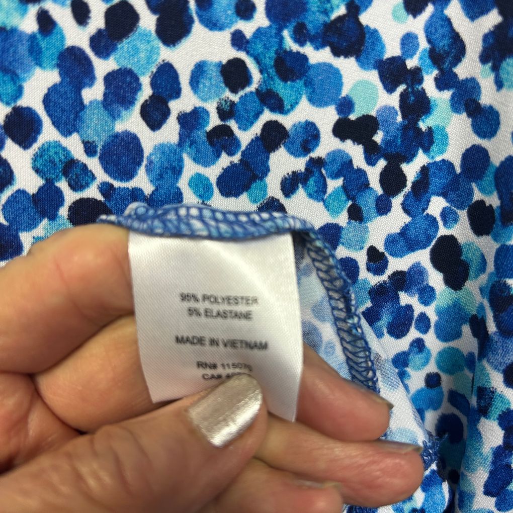 Nina Leonard Blue Print Dress - Size XL