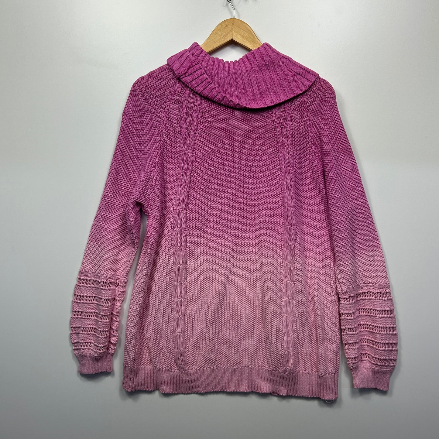 Rockmans Jumper Size XL Pink Ombre Cowl Neck New