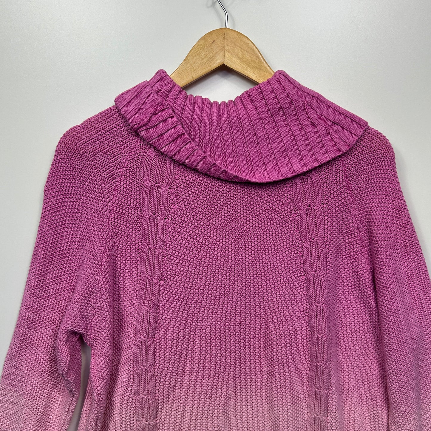Rockmans Jumper Size XL Pink Ombre Cowl Neck New