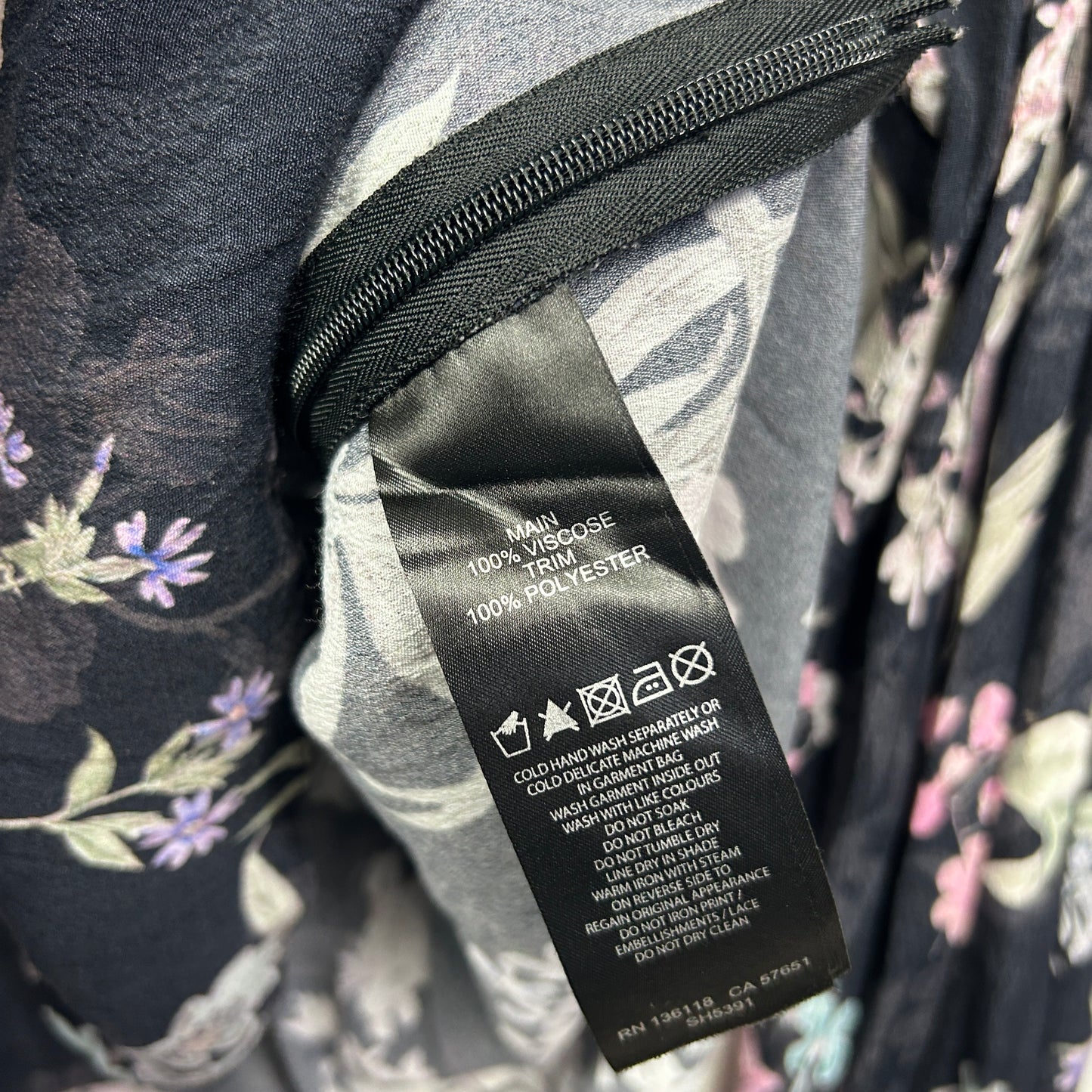Forever New Top Size 16 Black Floral Cold Should Sleeve