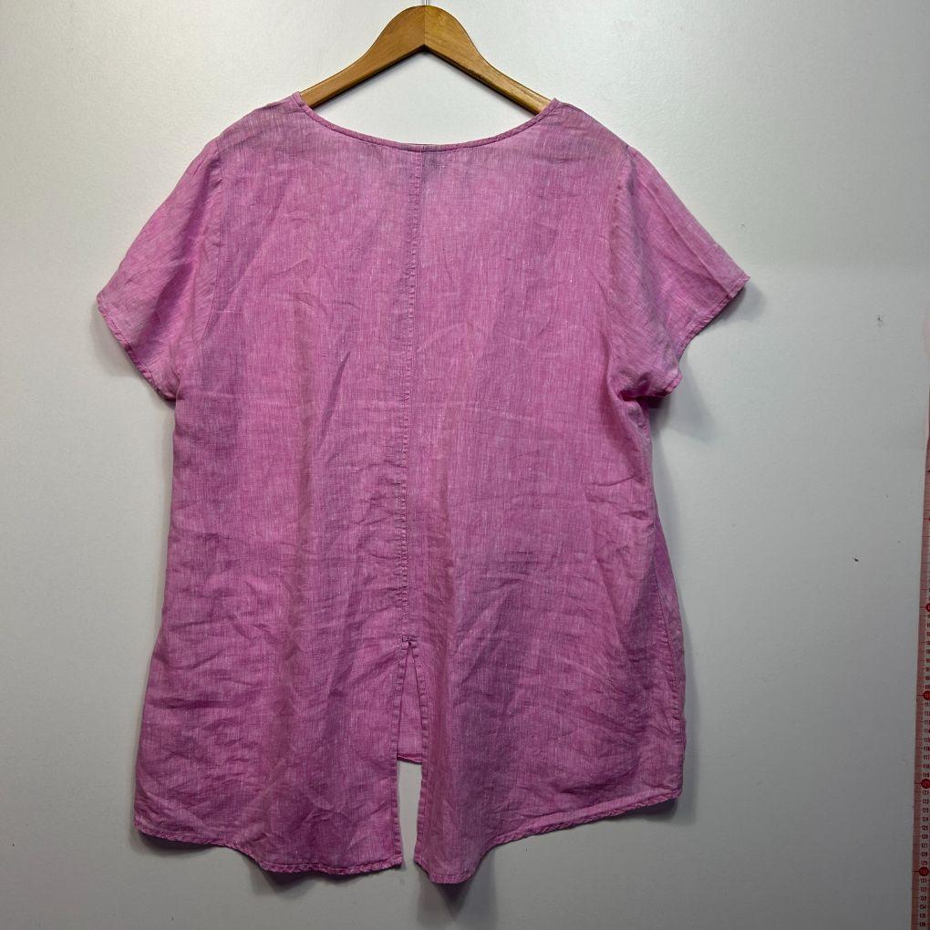 Autograph Pink Linen Top - Size 16