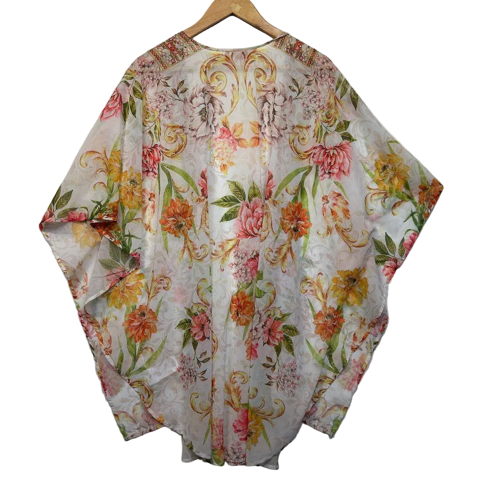 Millers White Floral Kaftan Top - Size 16