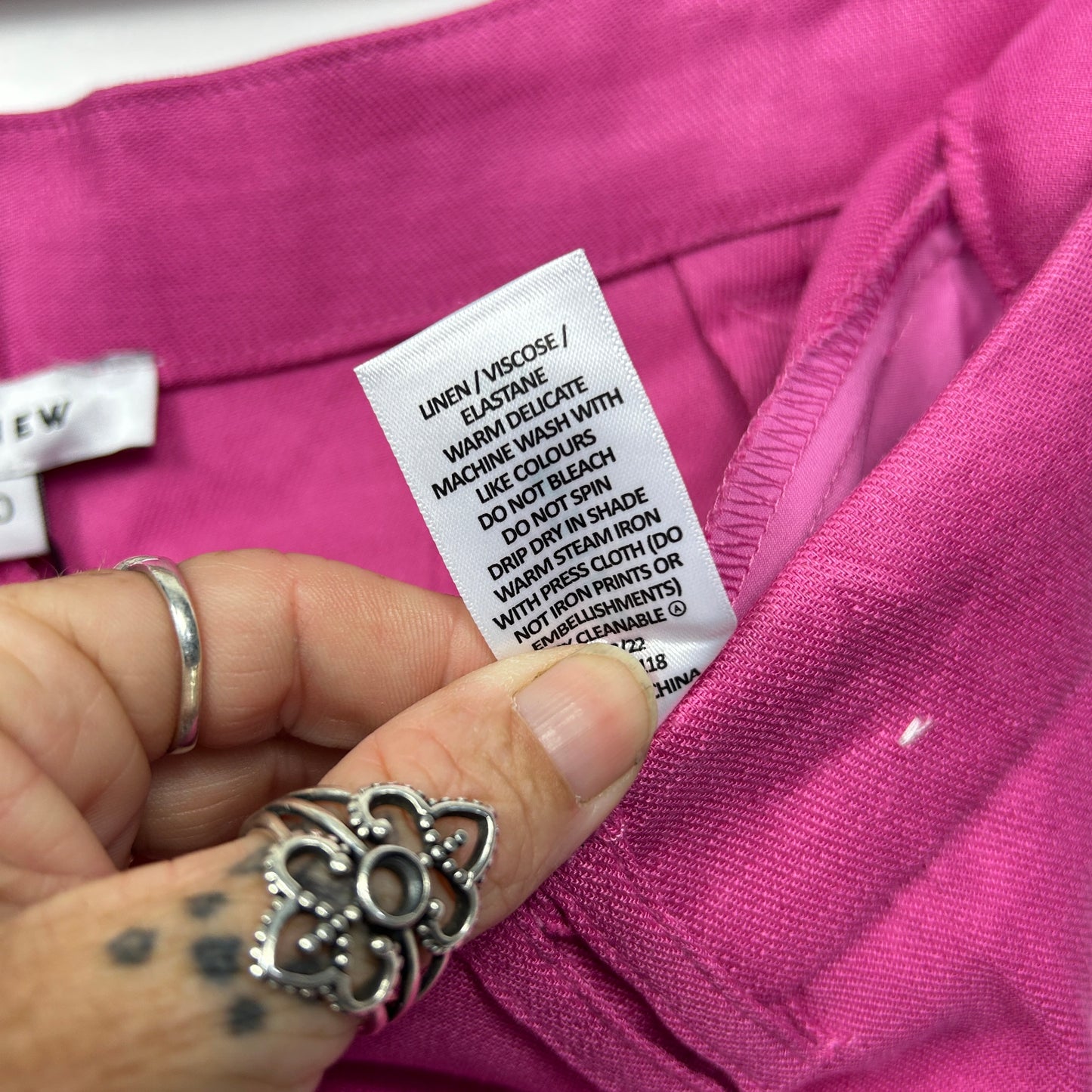 Preview Pants Size 20 Pink Pockets Wide Leg Linen Blend New