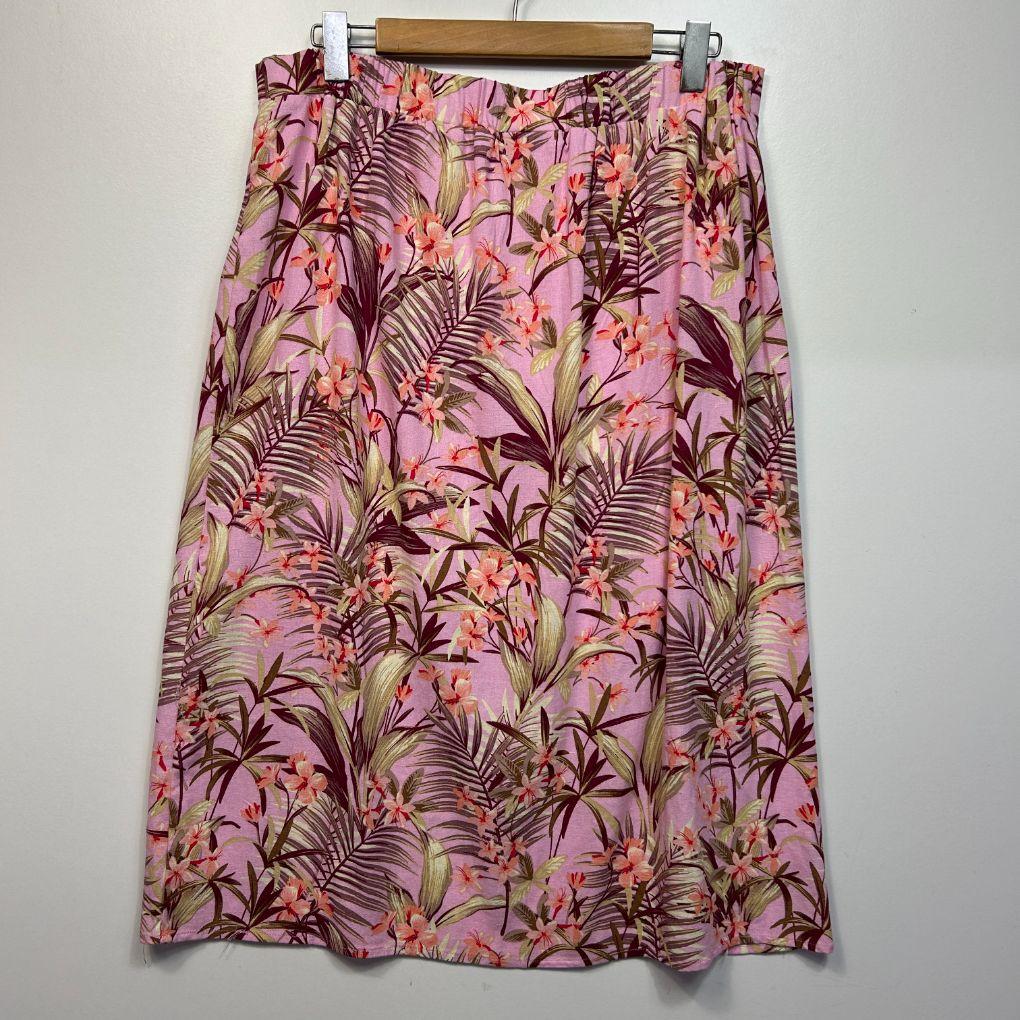 Rockmans Pink Linen Skirt - Size 14
