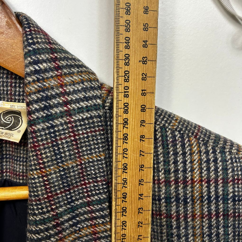 Vintage Wool Brown Oversized Boxy Check Tweed Blazer Size 18/20
