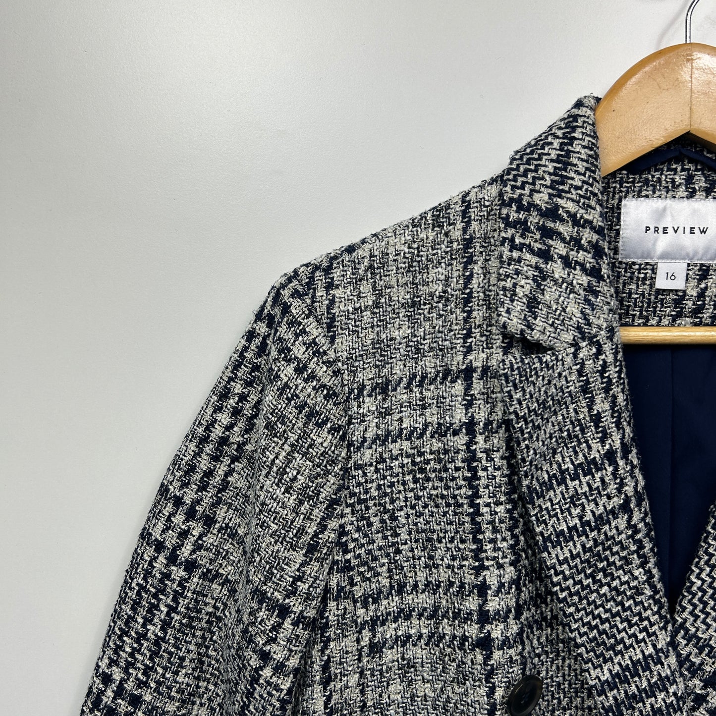 Preview Jacket Blazer Size 16 Long Sleeve Black White Check