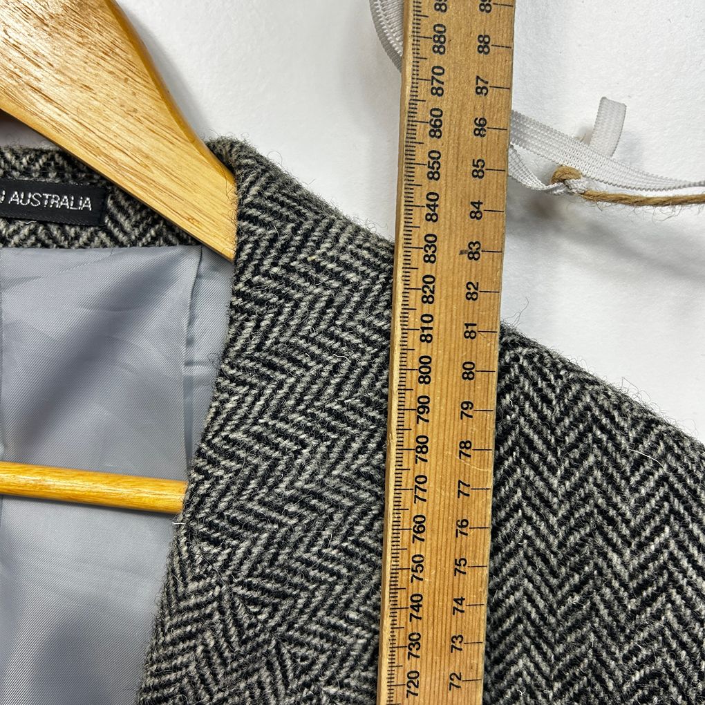 Vintage Harris Tweed Grey Herringbone Wool Mens Blazer - Size 48/2XL