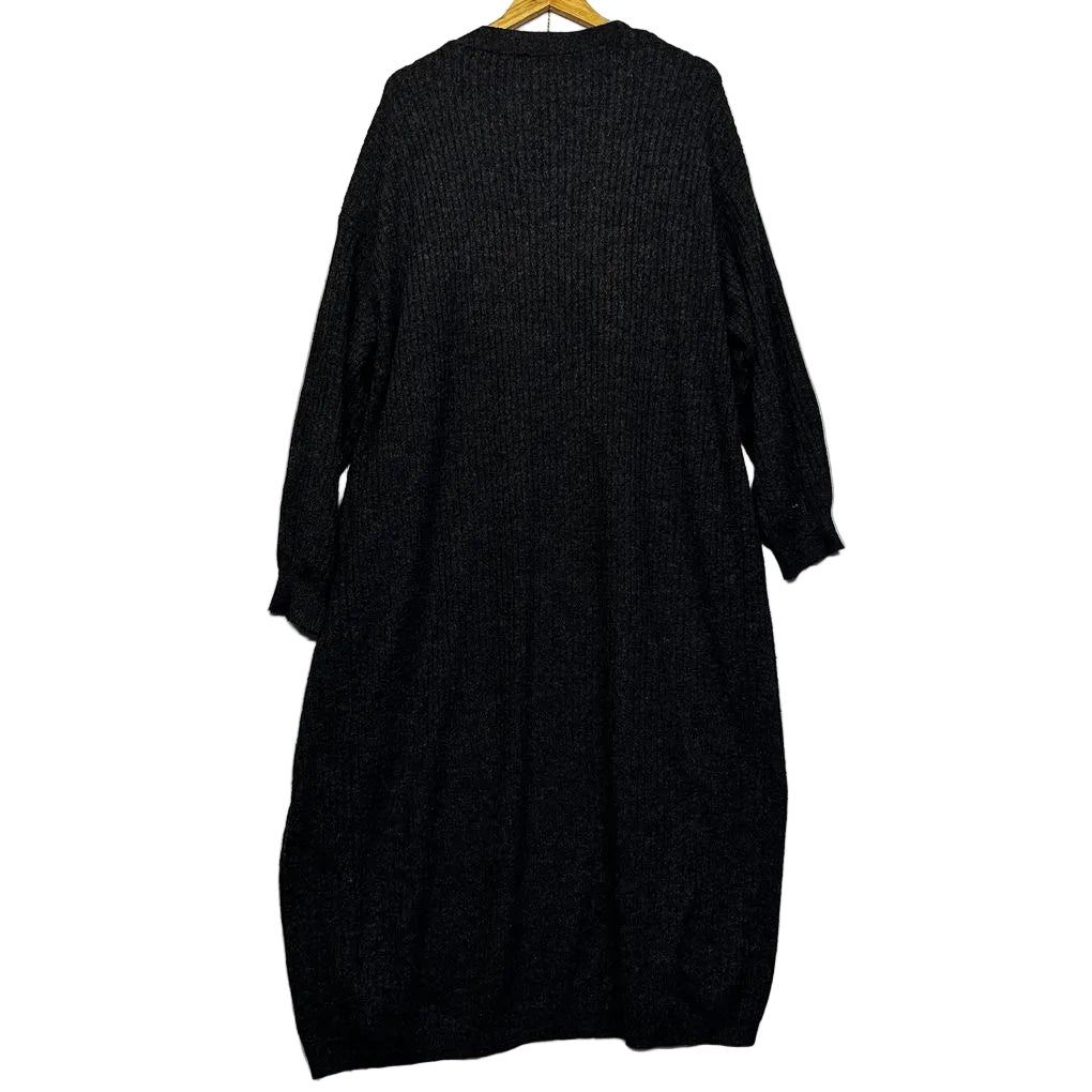 H&M Charcoal Longline Wool Blend Cardigan - Size L