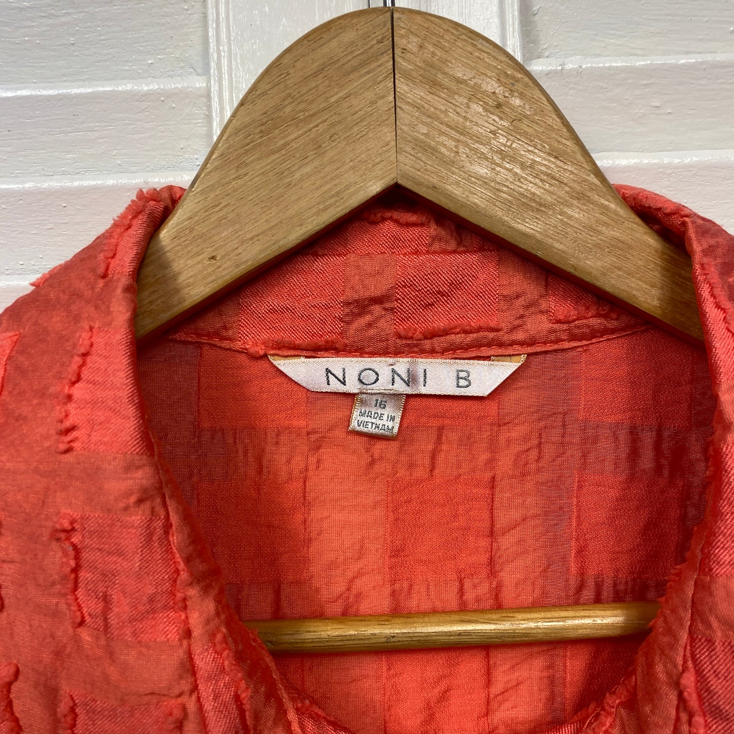 Noni B Top Size 16 Orange Sheer Long Sleeve Button Up