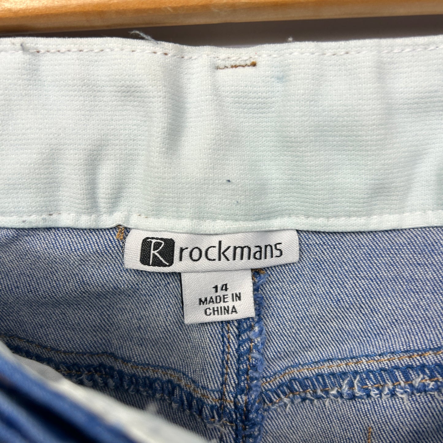 Rockmans Jeans Size 14 Elastic Waist Denim Blue Cotton Blend Pockets