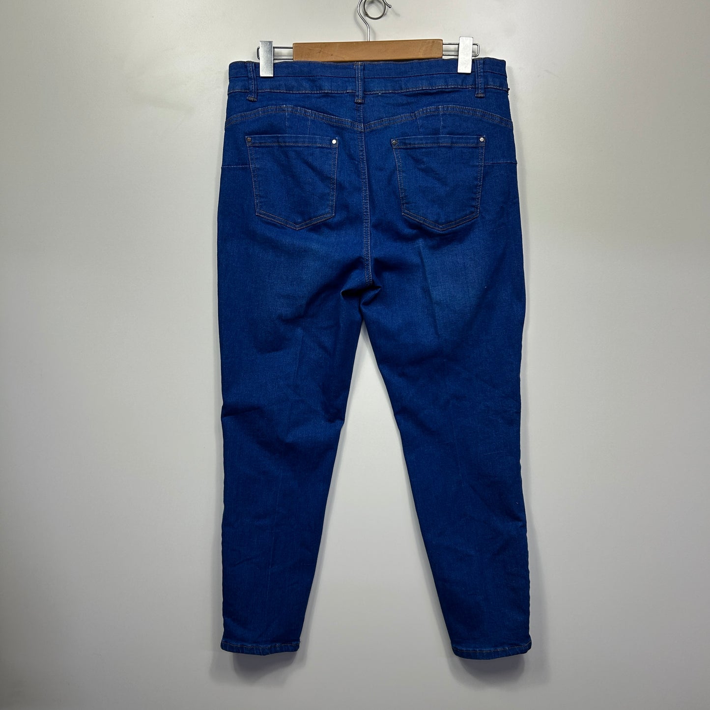 Rockmans Jeans Size 14 Elastic Waist Denim Blue Cotton Blend Pockets