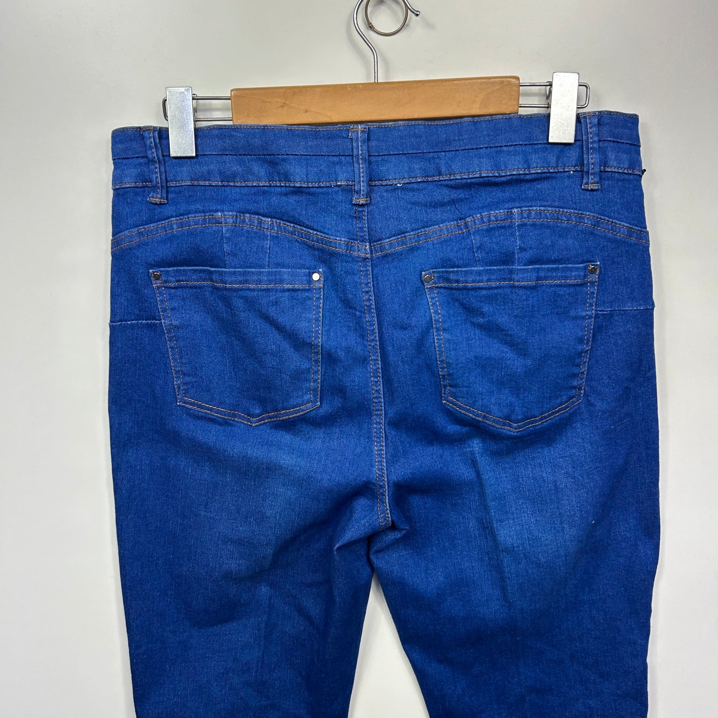 Rockmans Jeans Size 14 Elastic Waist Denim Blue Cotton Blend Pockets