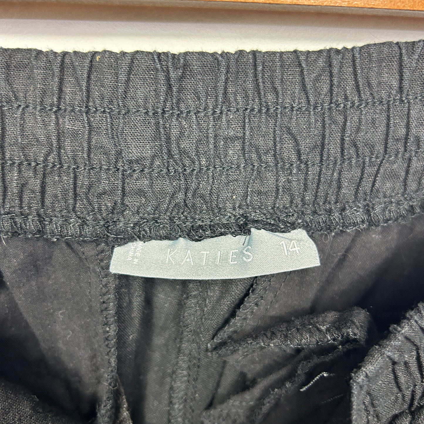 Katies Linen Blend Pants Size 14 Black Pockets