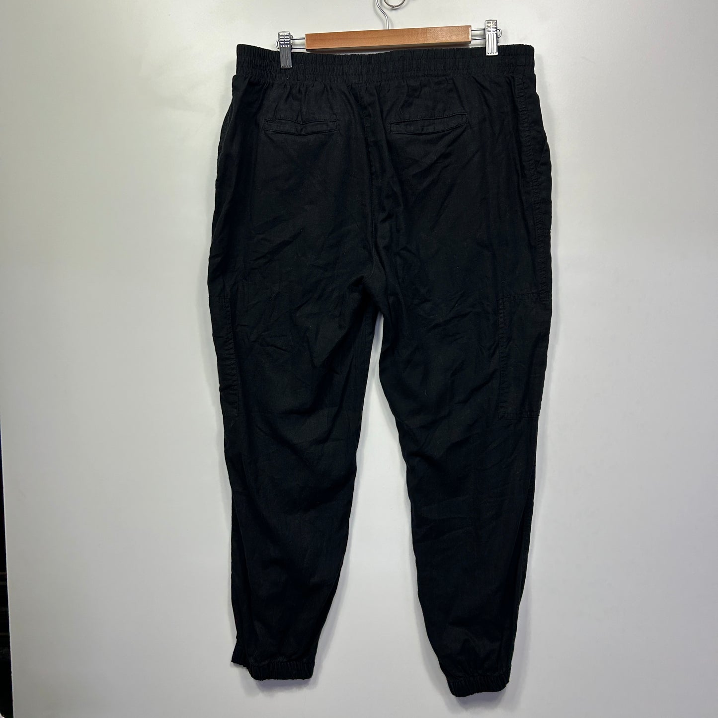 Katies Linen Blend Pants Size 14 Black Pockets