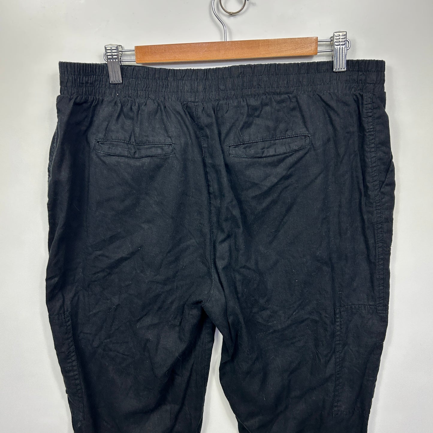 Katies Linen Blend Pants Size 14 Black Pockets