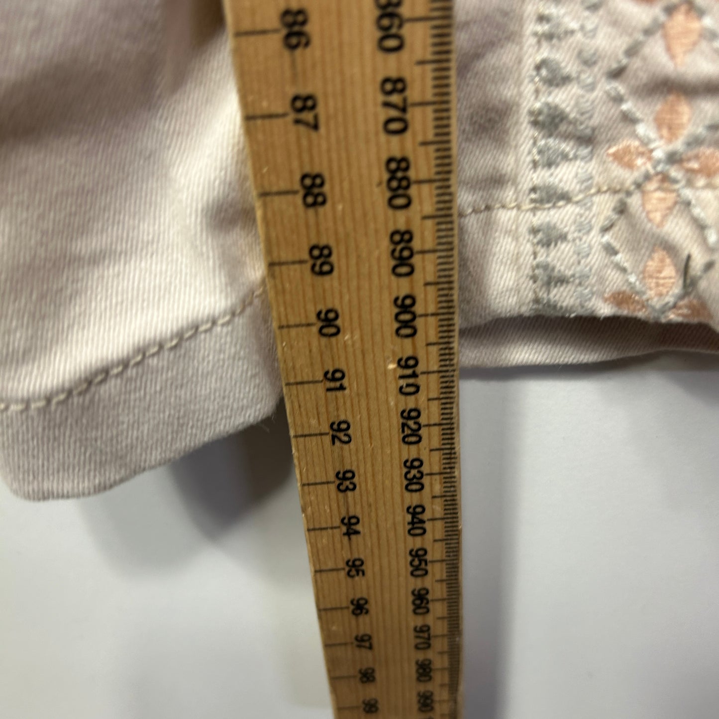 Rockmans Jeans Size 14 Beige Embroidered Pockets Cotton Blend