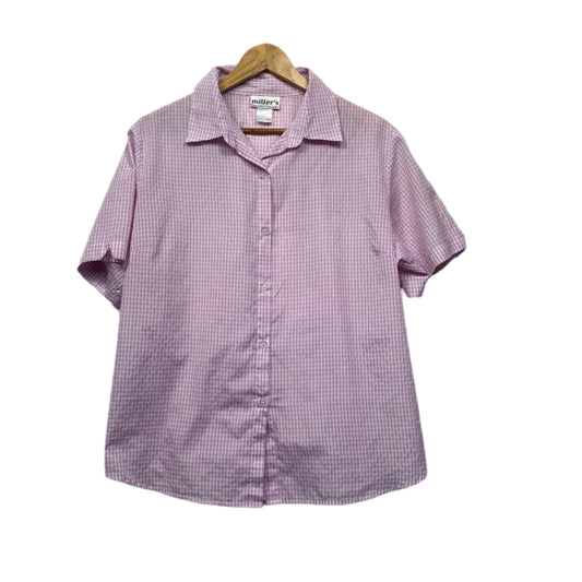 Vintage Millers Shirt Size 18 16 Pink Gingham Check Button Up