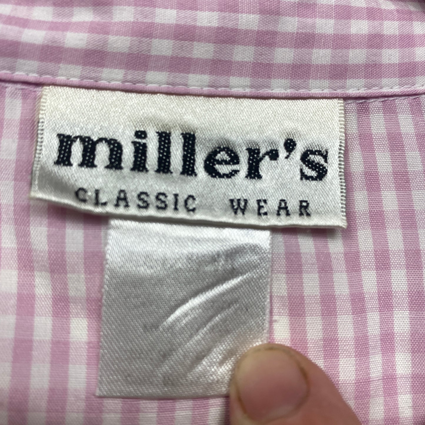 Vintage Millers Shirt Size 18 16 Pink Gingham Check Button Up