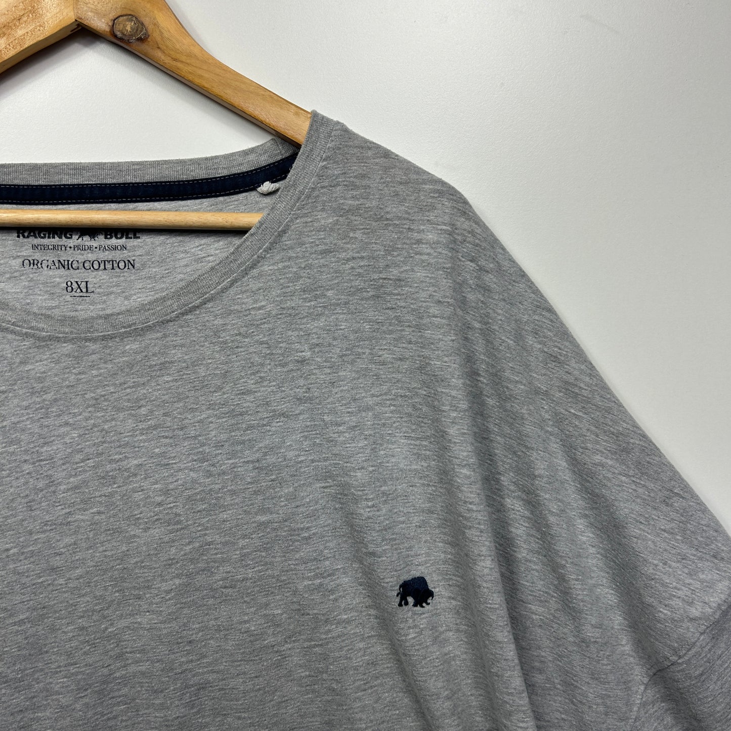 Raging Bull Tshirt Mens Size 8XL Grey Short Sleeve Organic Cotton
