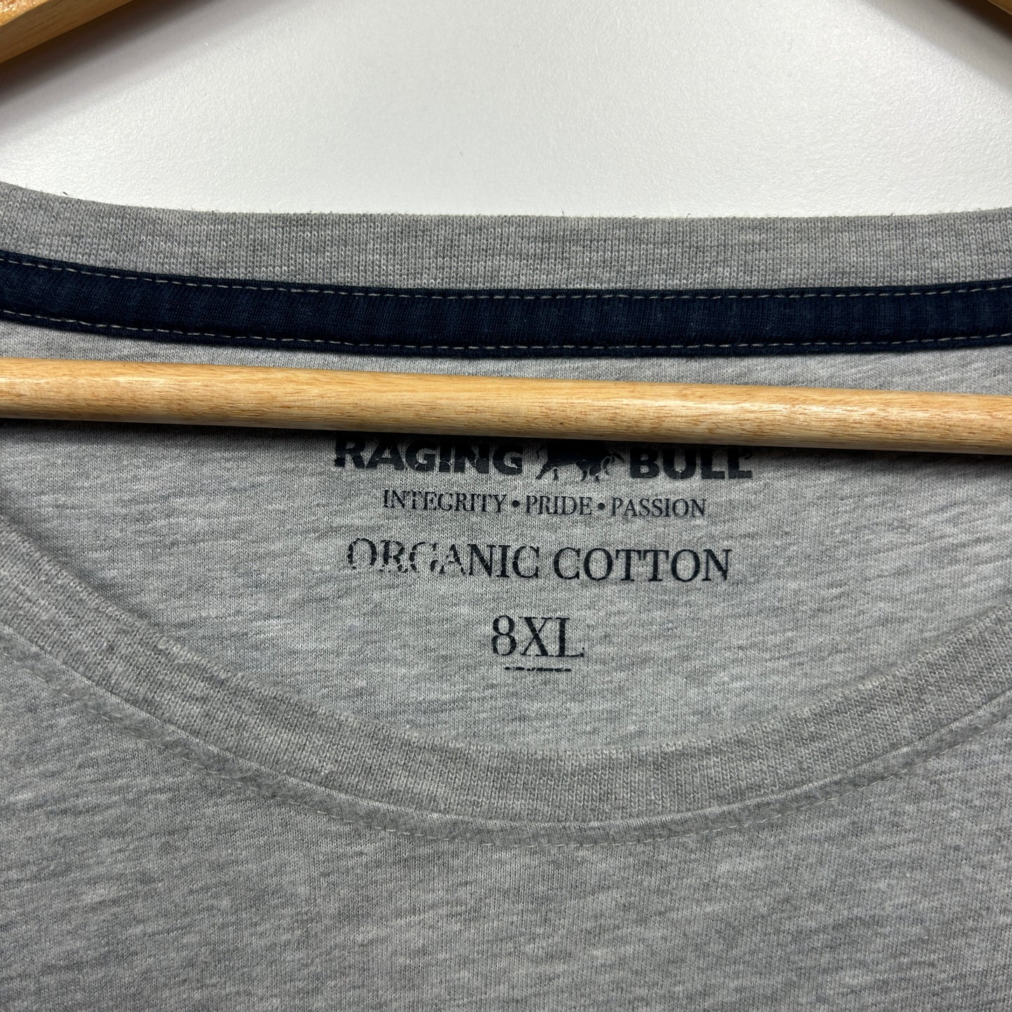 Raging Bull Tshirt Mens Size 8XL Grey Short Sleeve Organic Cotton