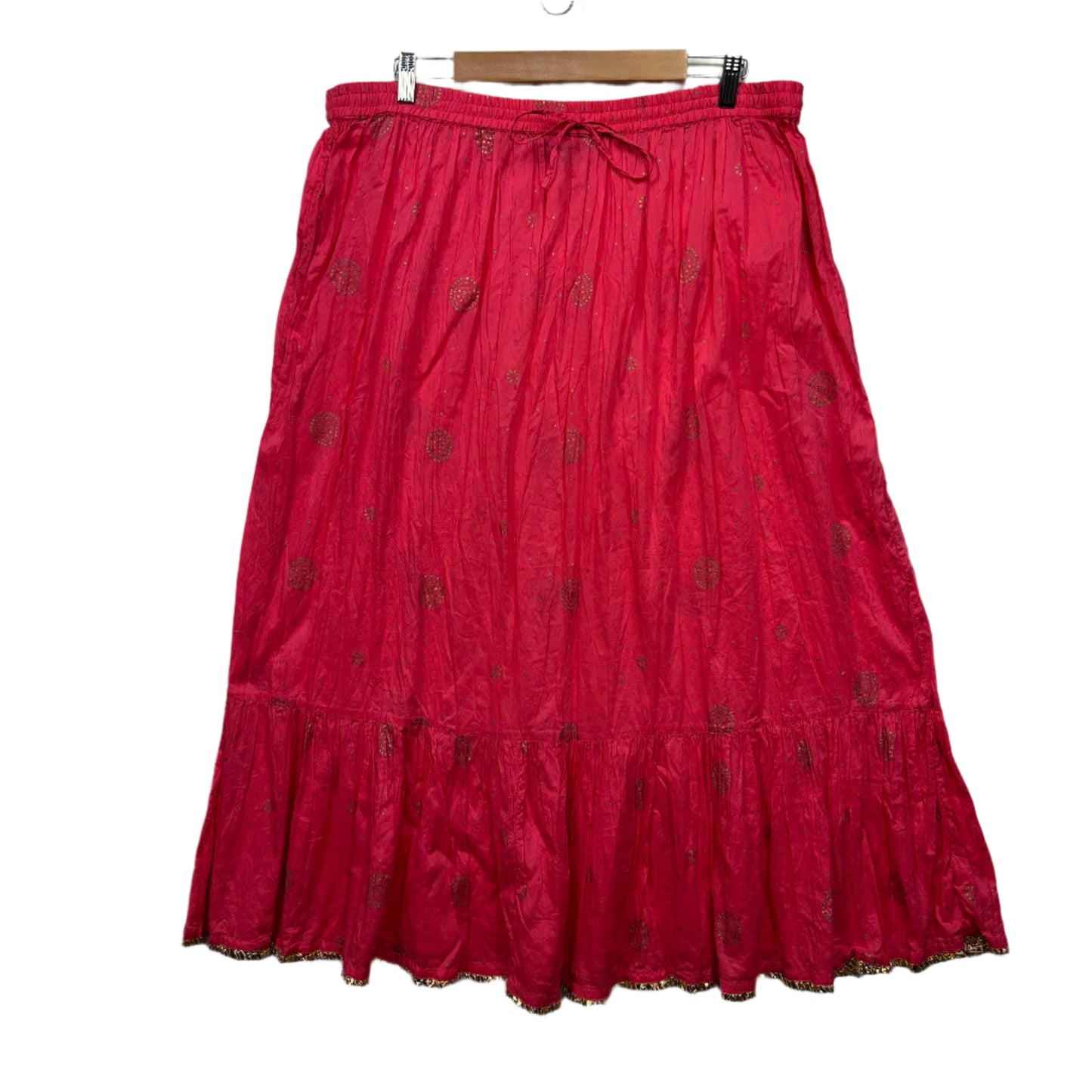 F & F Maxi Skirt Size 14 Large Pink Boho 100% Cotton