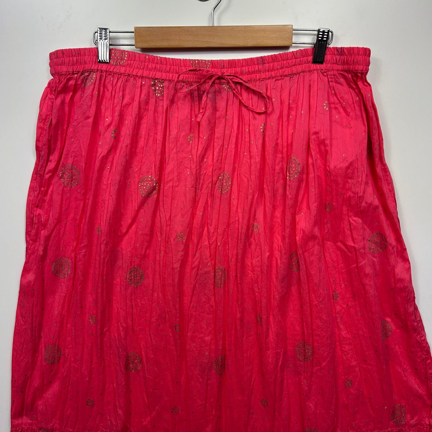 F & F Maxi Skirt Size 14 Large Pink Boho 100% Cotton