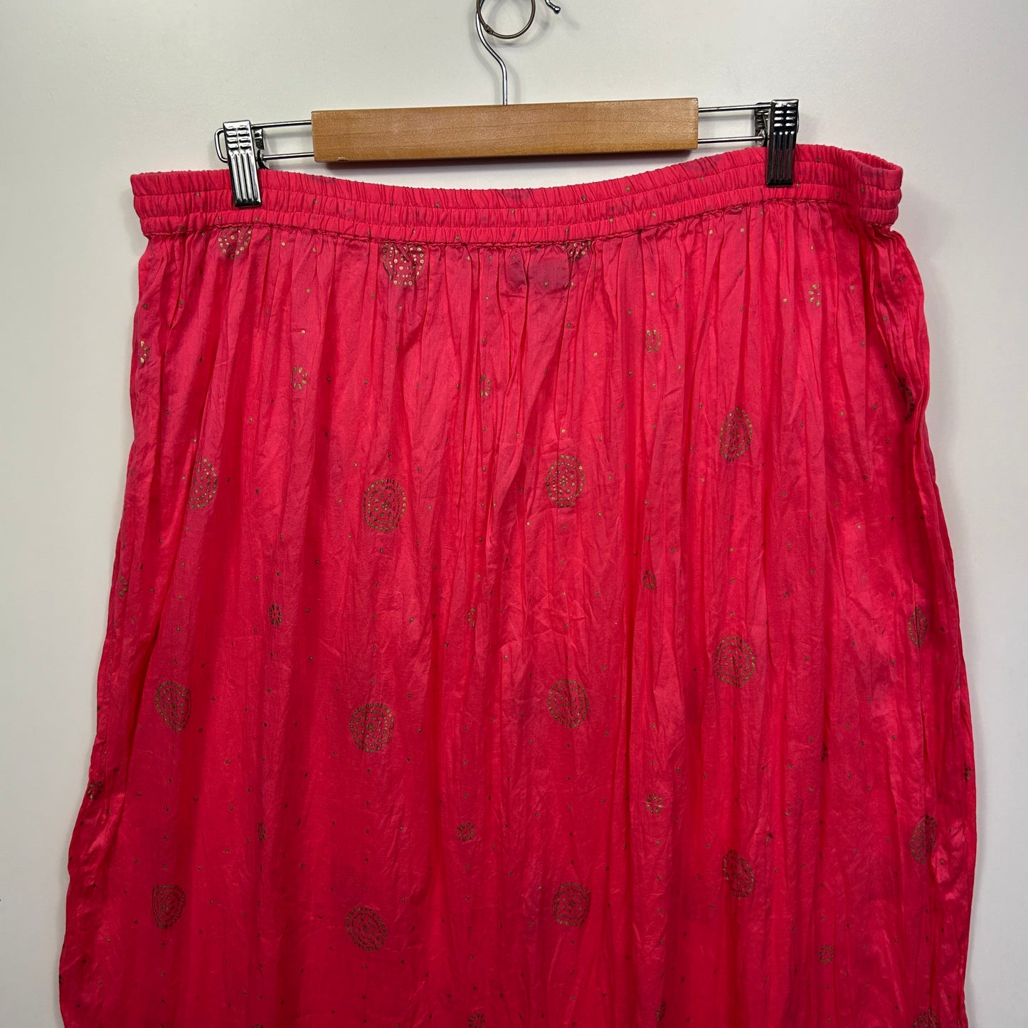 F & F Maxi Skirt Size 14 Large Pink Boho 100% Cotton