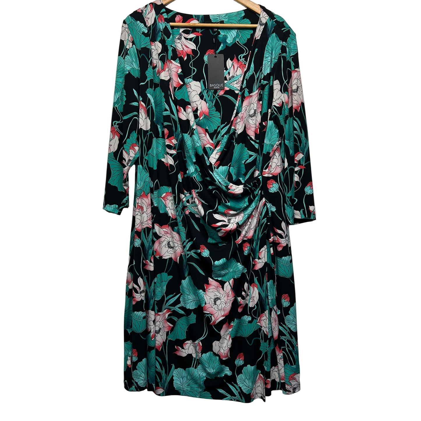 Basque Dress Size 22W Multicoloured Floral Long Sleeve New
