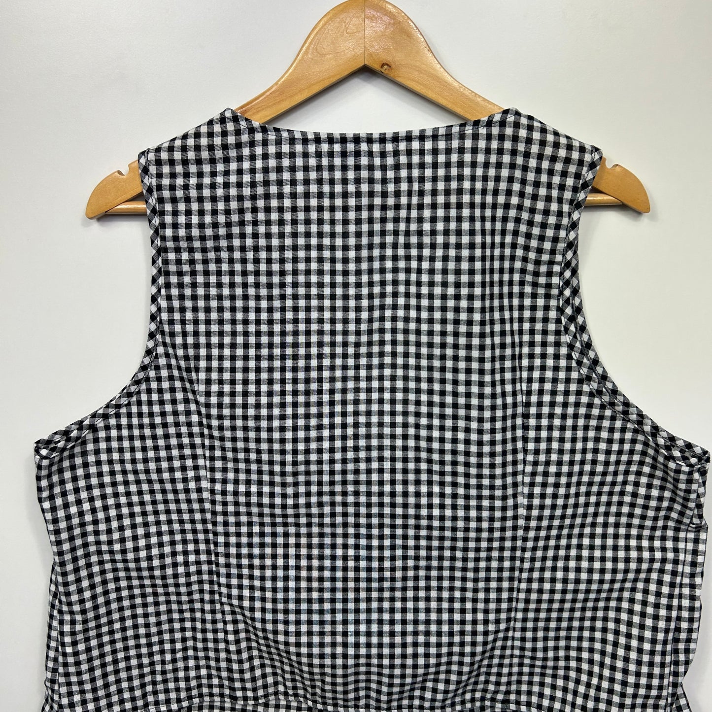 Shein Curve Top Size 3XL 16 18 Black White Gingham Check Sleeveless Front Tie