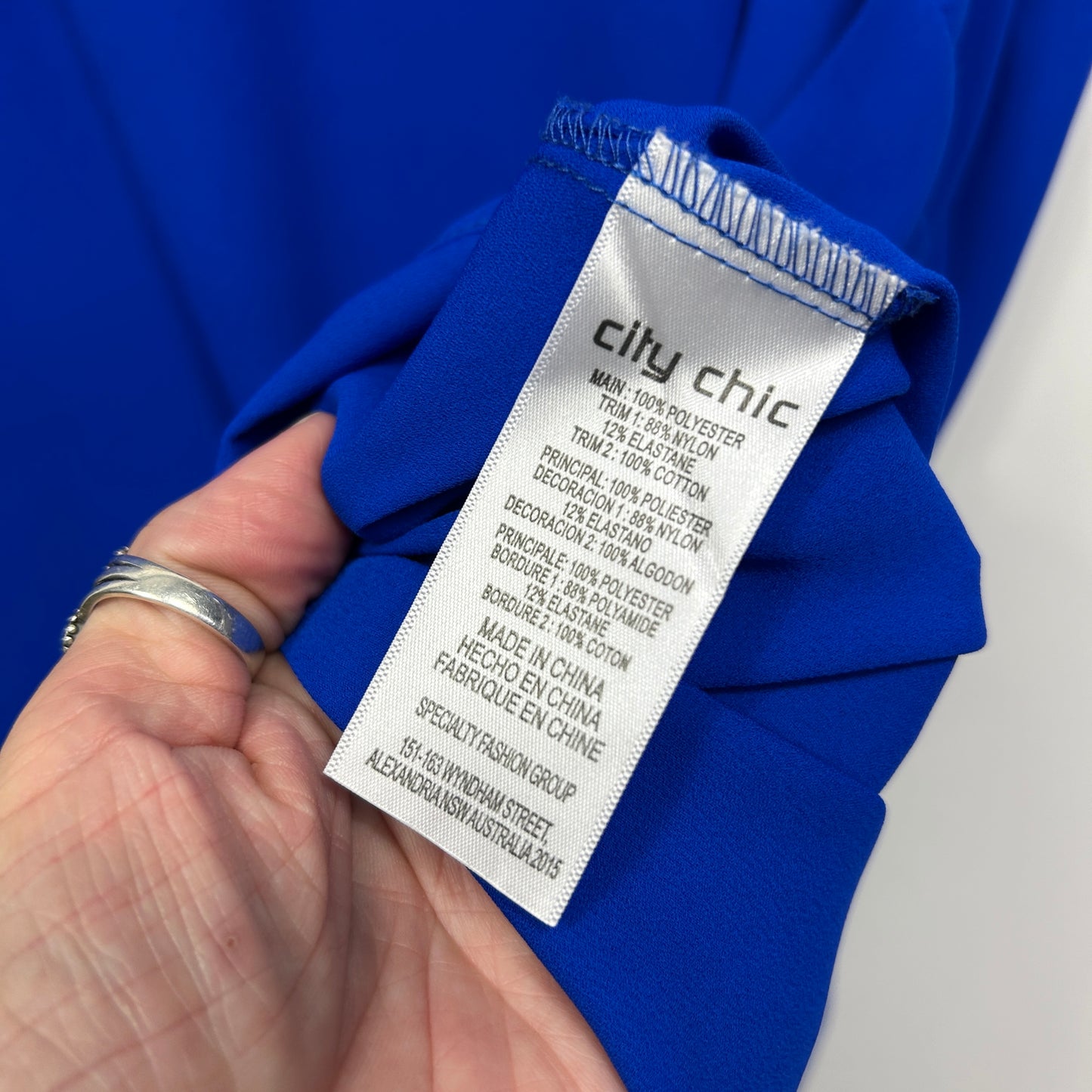 City Chic Top Size 14 XS Plus Blue Sleeveless Lace Trim