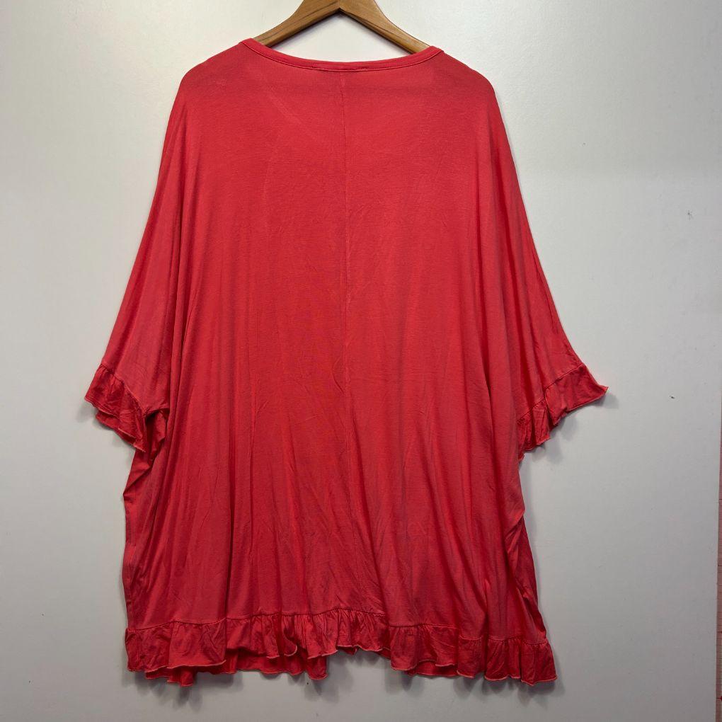 Yours Coral Frill Sleeve Top - Size 26