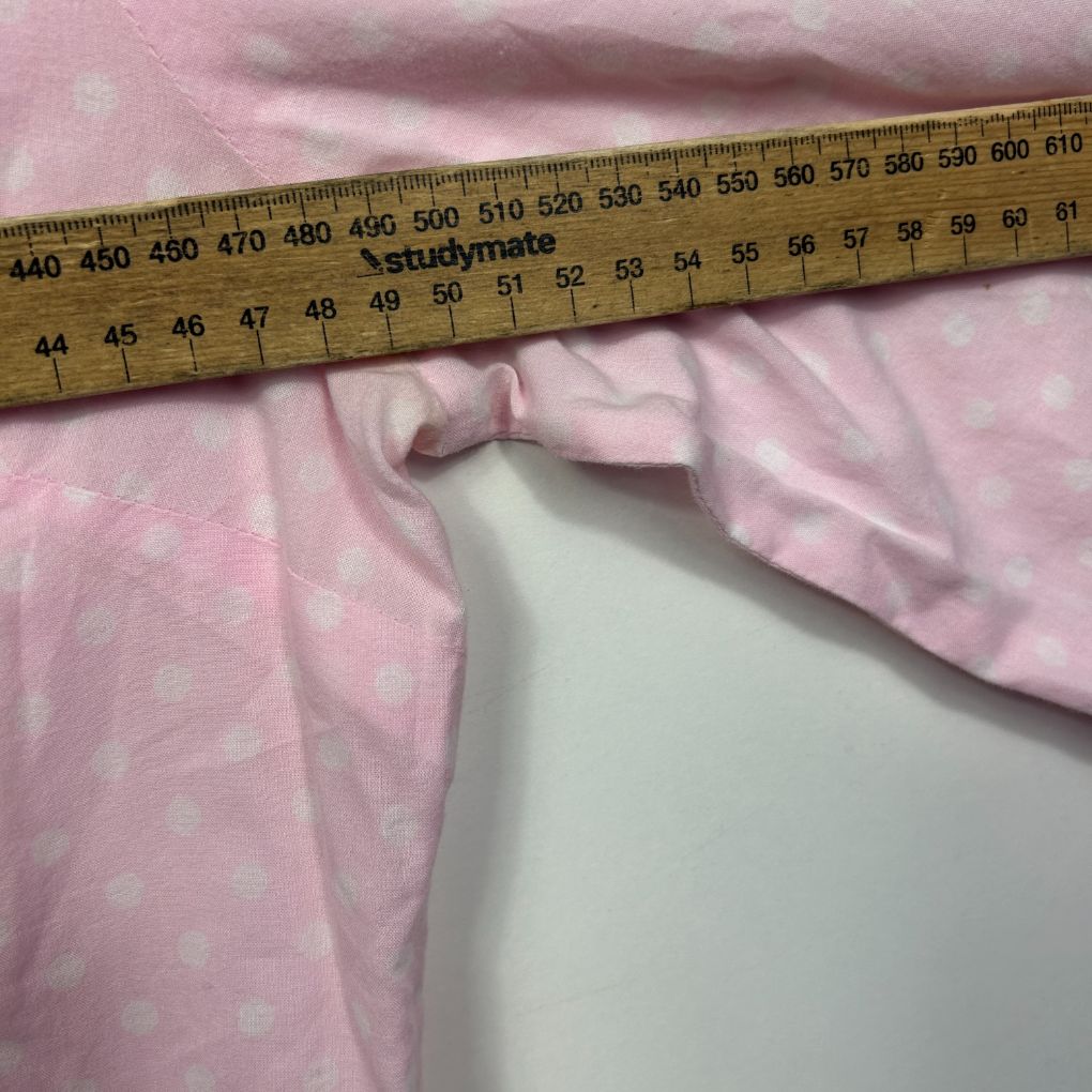 Pink fabric measurement detail view with ruler