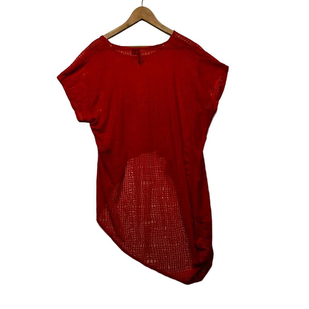 Taking Shape Orange Sheer Top - Size 18