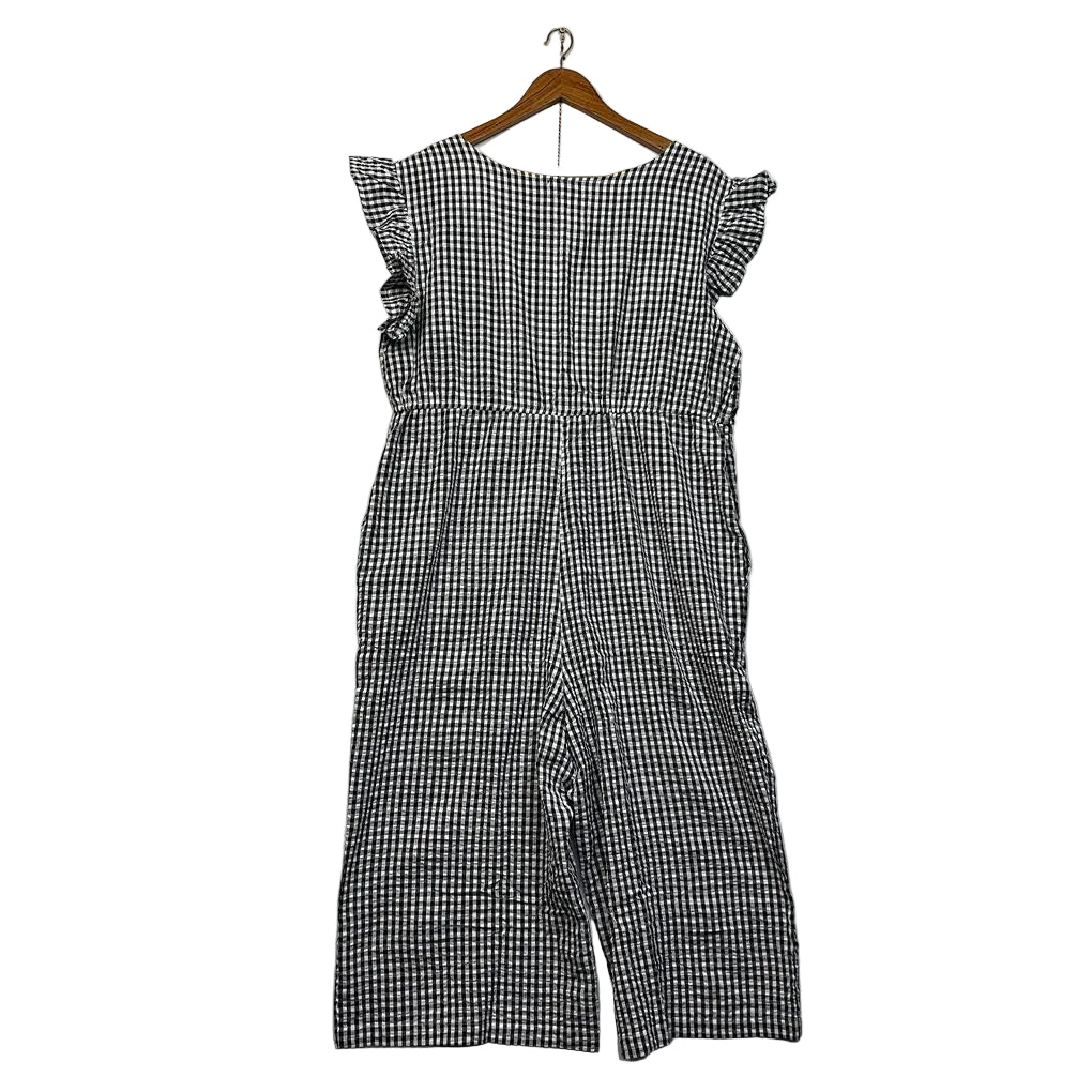 Keshet Black & White Gingham Cotton Jumpsuit - Size L/XL