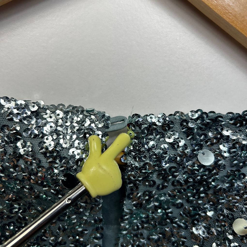 City Chic Silver Sequin Crop Top - Size 18 (fault)
