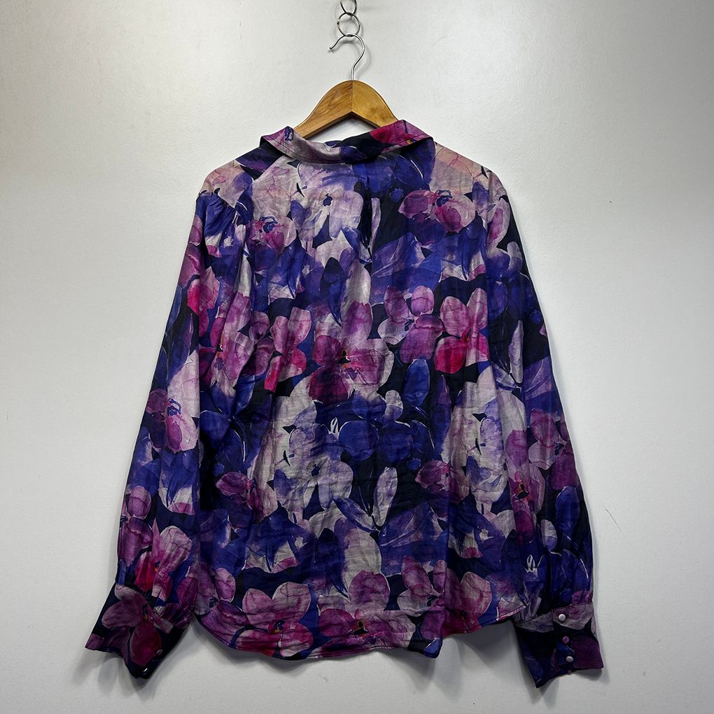 Portmans Purple Floral Plus Size Shirt - Size 18
