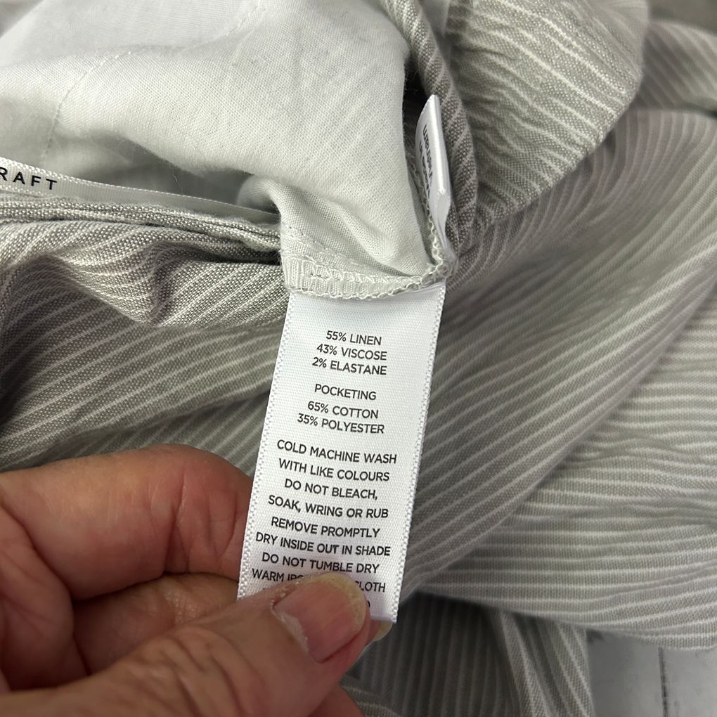 Sportscraft Grey Stripe Linen Drawstring Pants - Size 18
