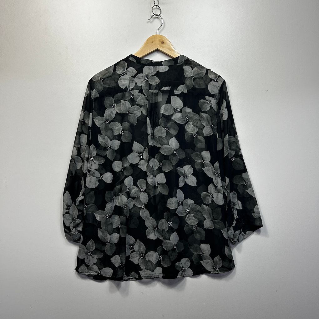 Liz Jordan Black Floral Plus Size Top - Size 18