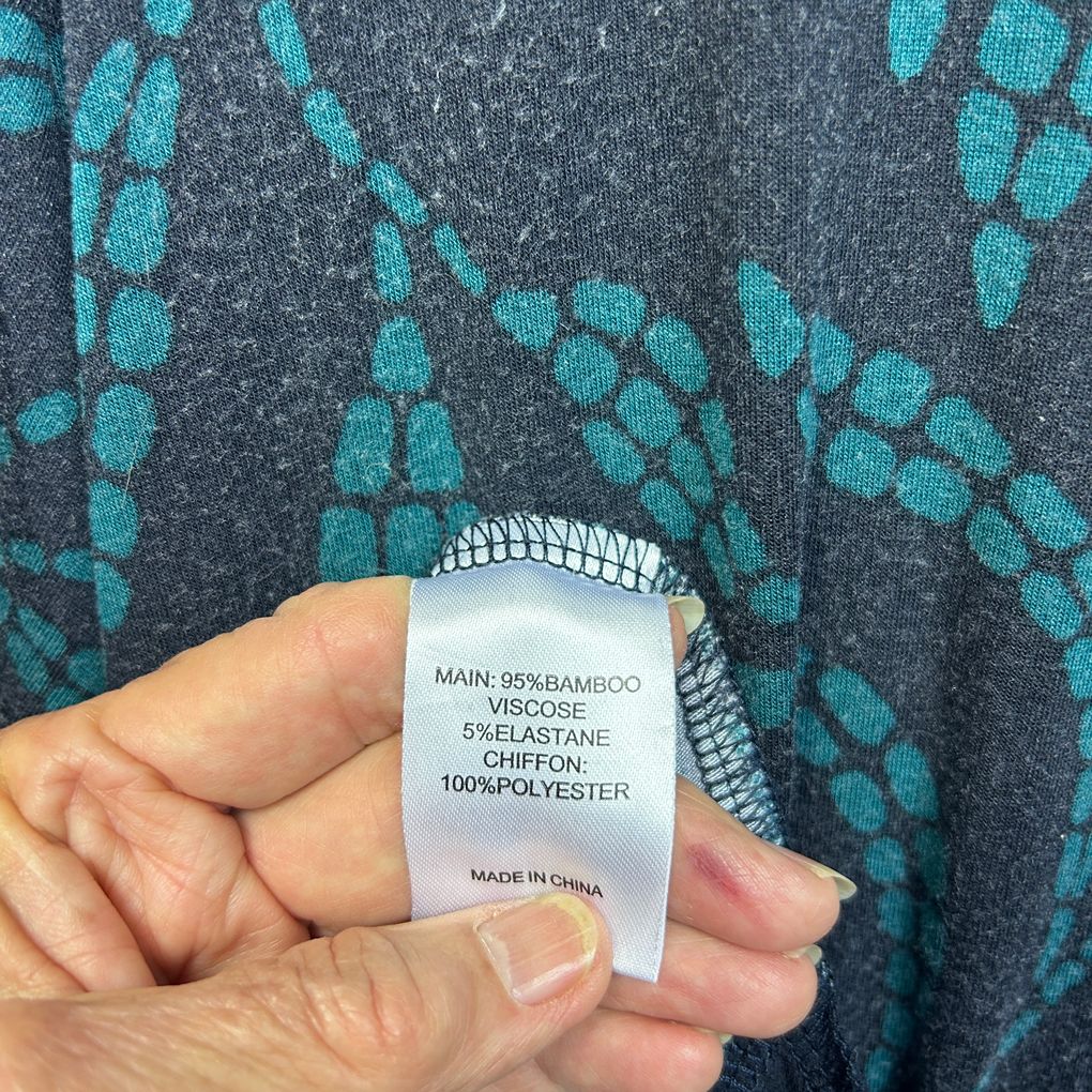 Virtuelle Teal Print Tunic Top - Size 22