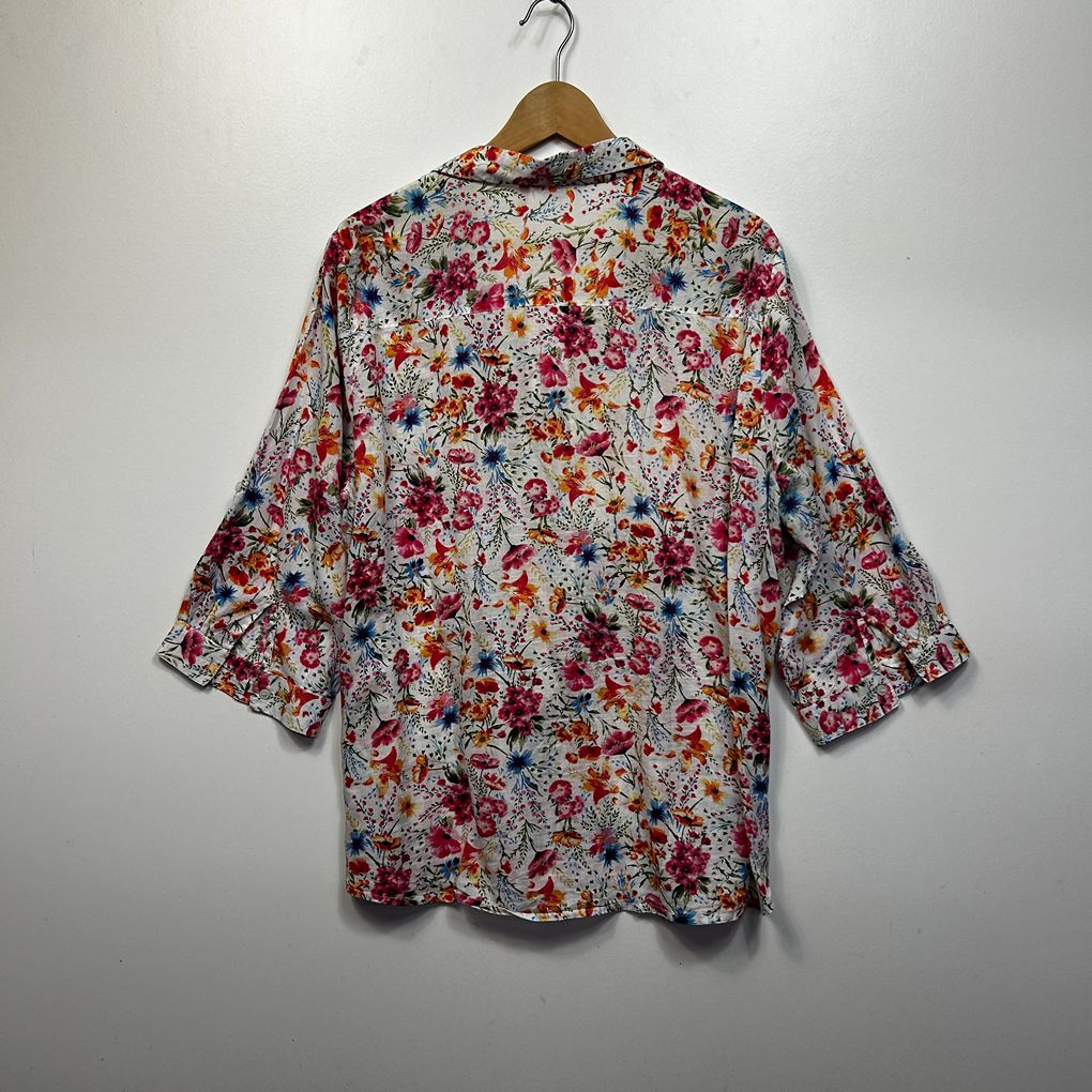 Millers White Floral Plus Size Cotton Shirt - Size 20