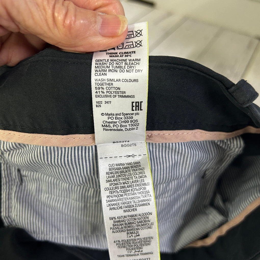 M&S Collection Black Cotton Pants - Size 18