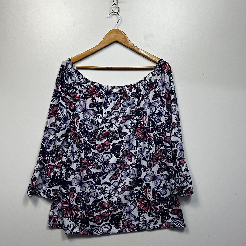 Millers Navy Butterfly Print Top - Size 14
