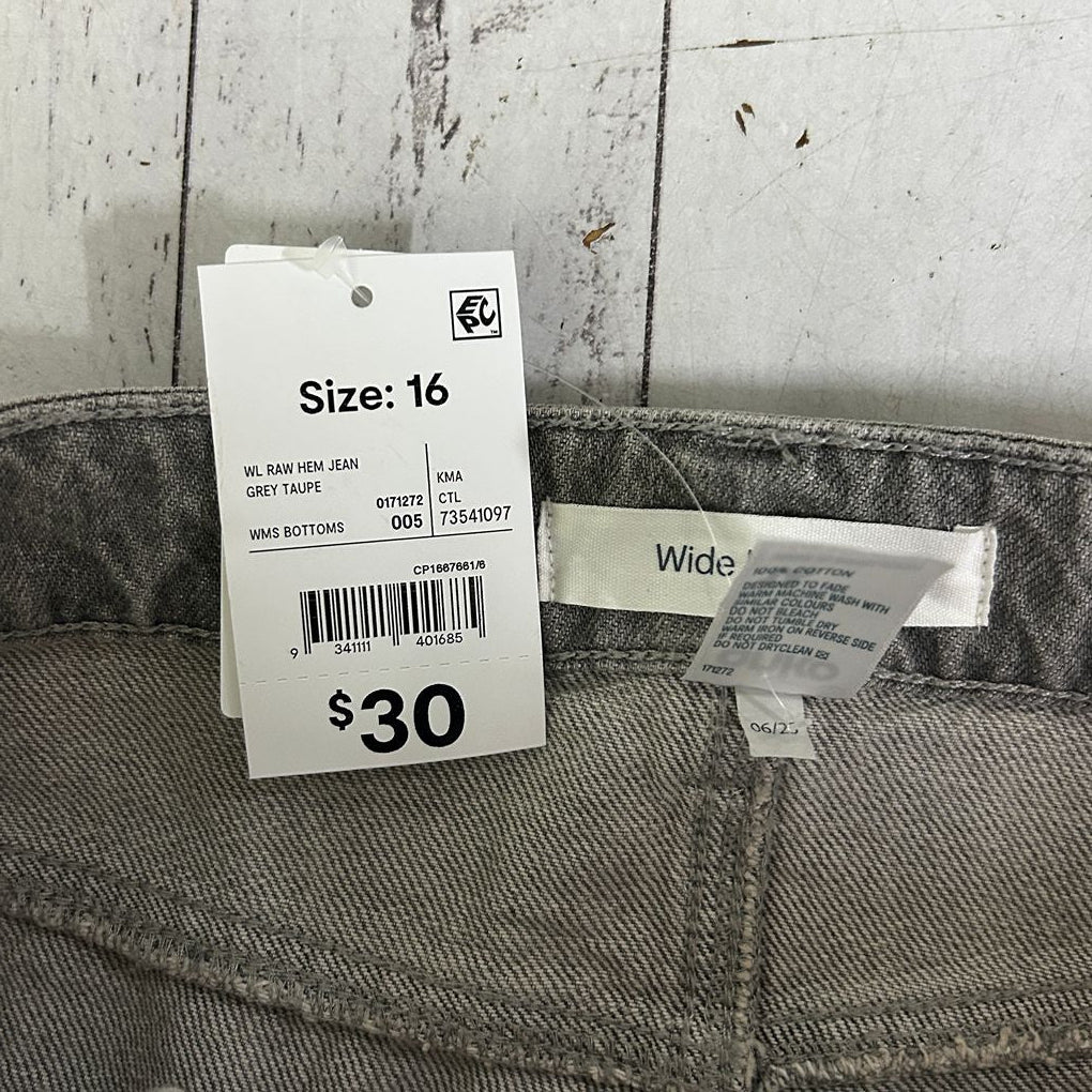 Anko Grey Wide Leg HIgh Rise Jeans - Size 16